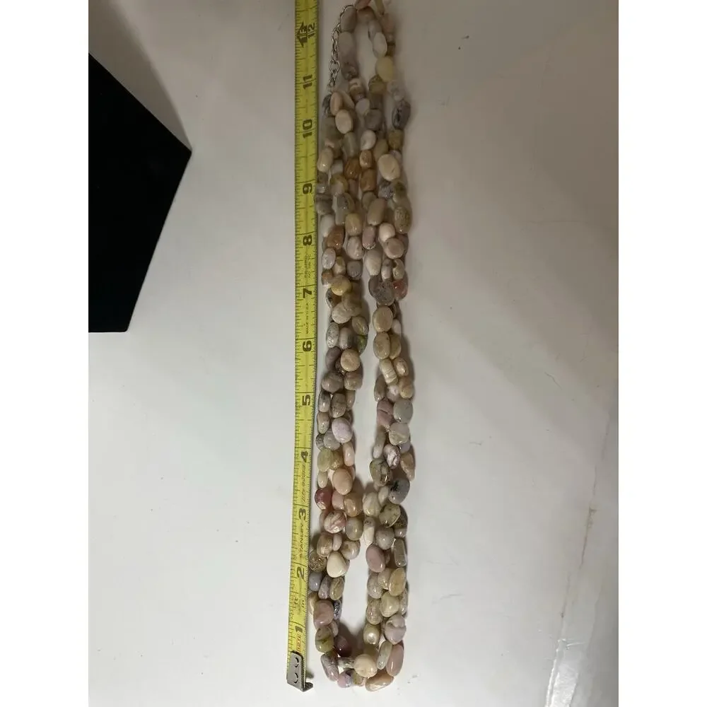 Pink Opal Free Form Multi Strand Beaded Necklace